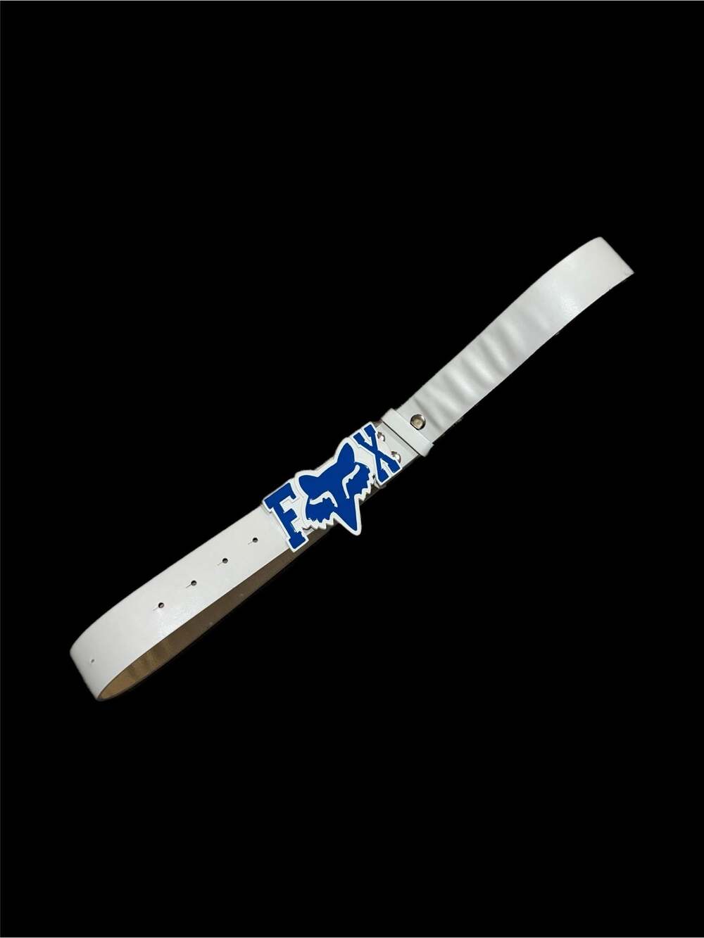 Fox Racing White Belt with Blue Logo Buckle